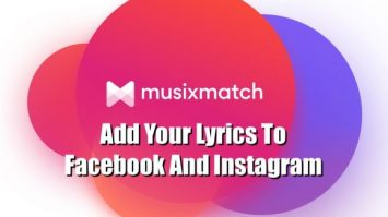 Musicxmatch logo and promotional message about adding song lyrics to Facebook and Instagram digital marketing strategy for artists and creators.