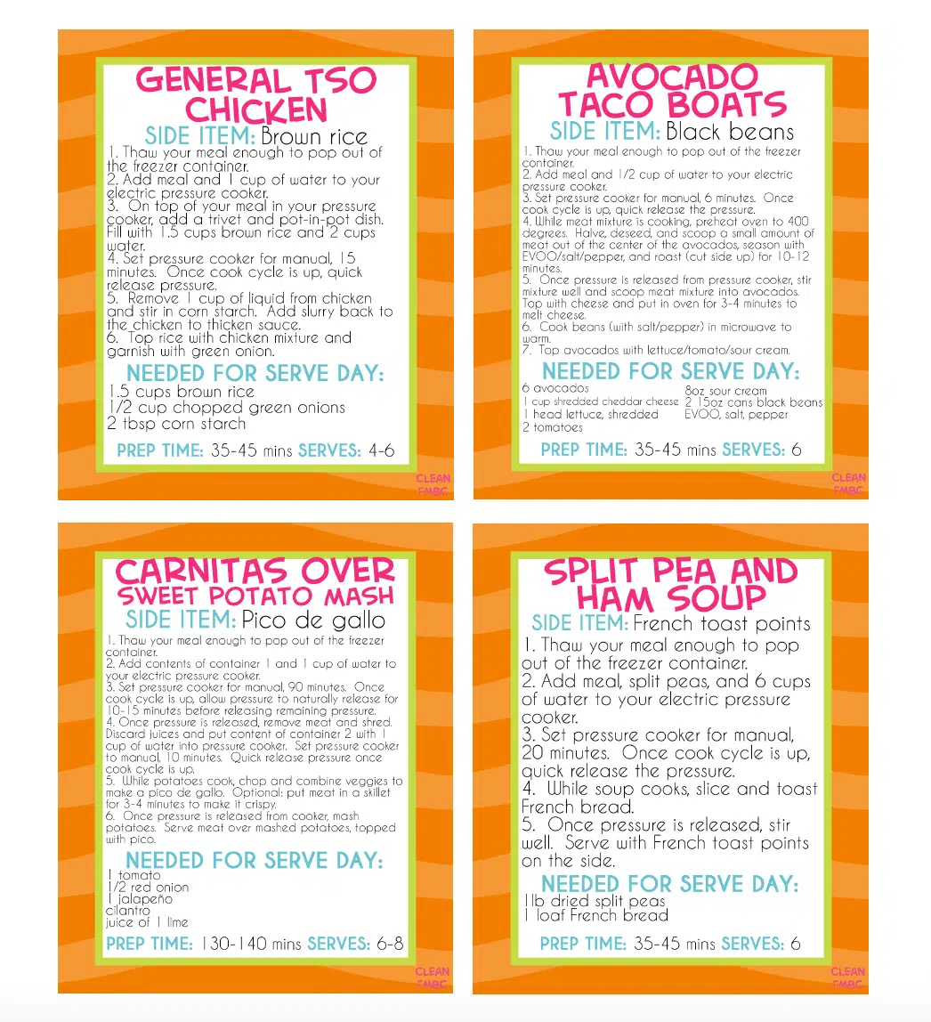 screen shot of printable freezer meal labels.