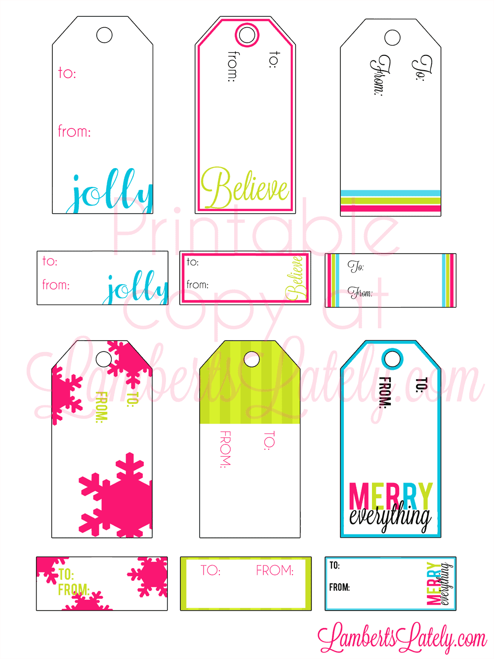 13 Sets of Free Printable Christmas Gift Tags