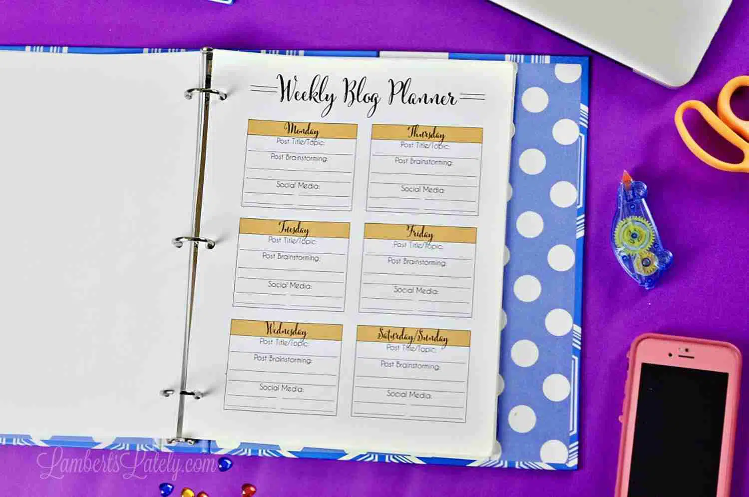 weekly blog planner printable.