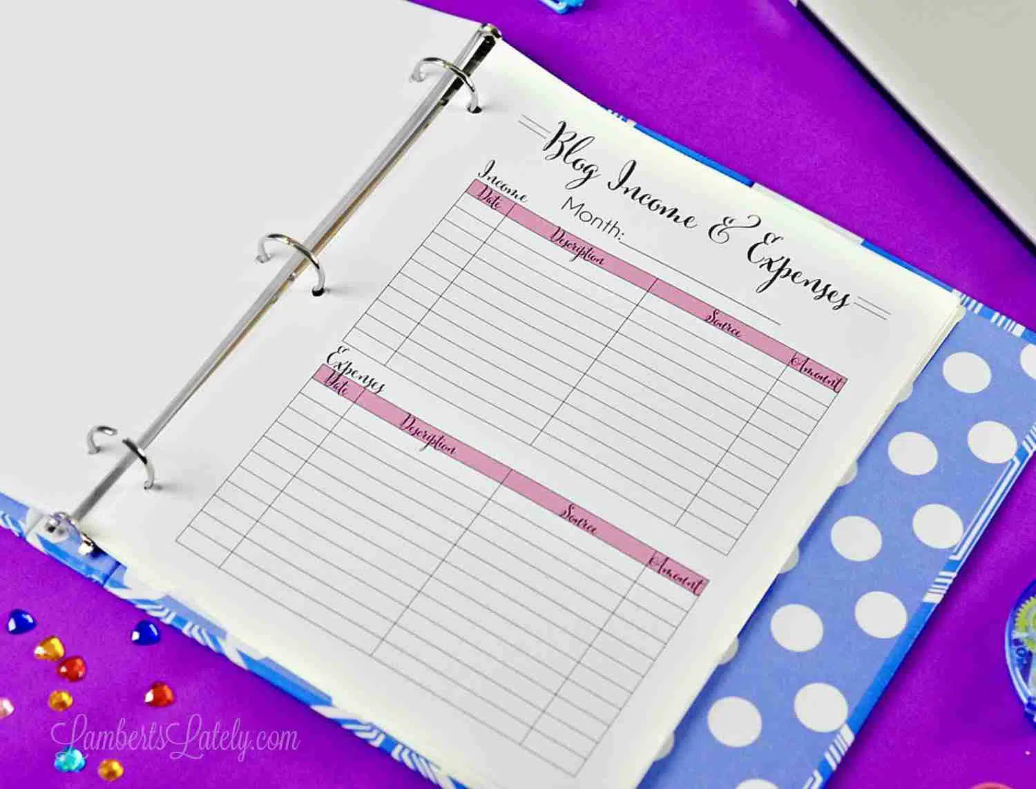 blog income & expenses printable.