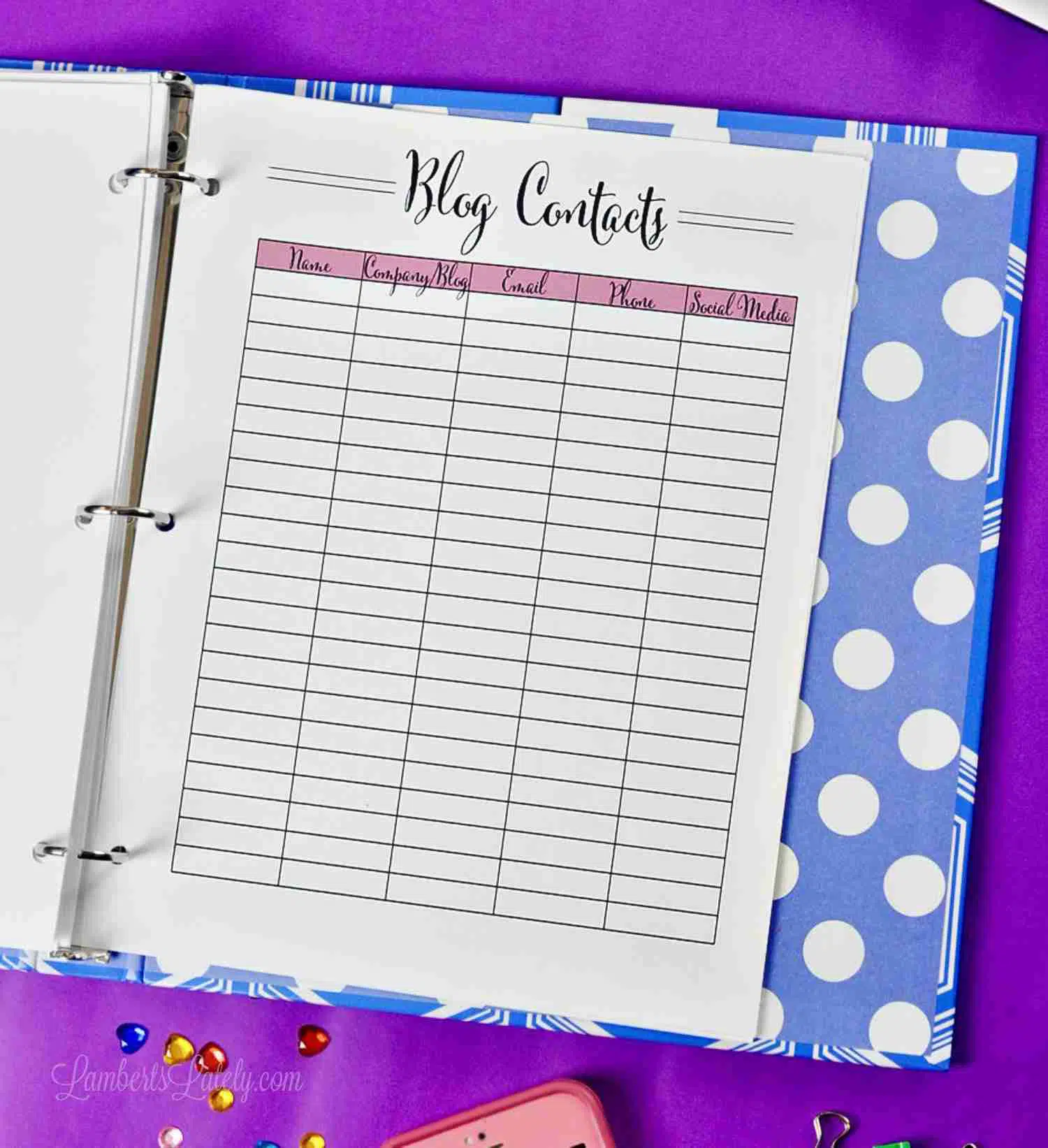blog contacts printable.