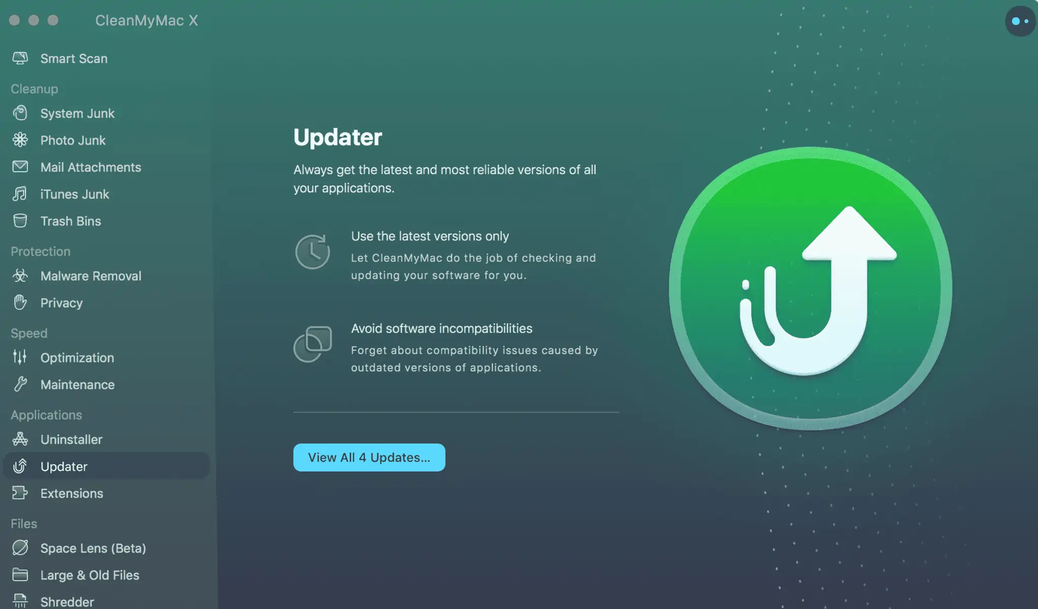 updater screen in cleanmymac.