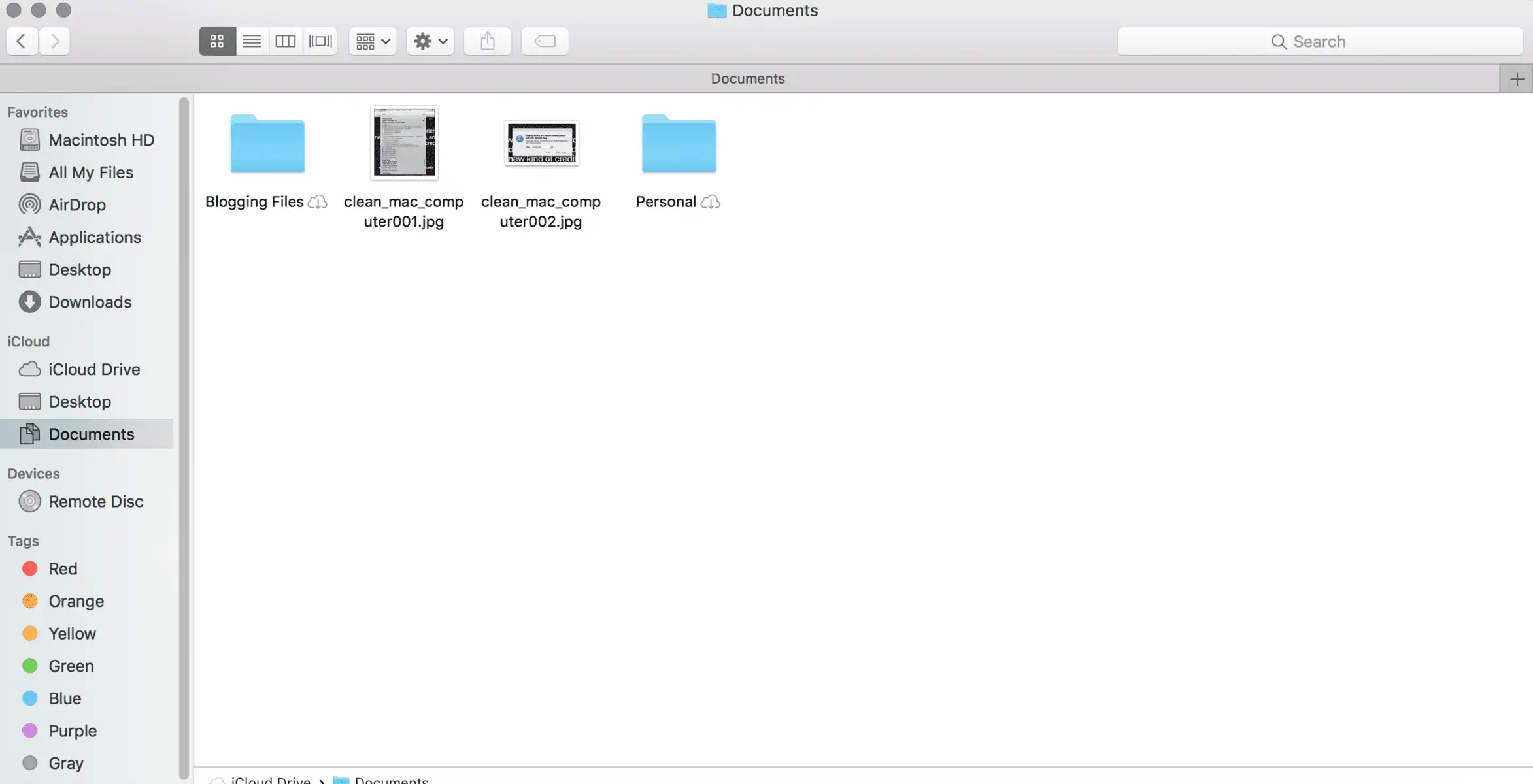 screenshot of documents folder on a mac.