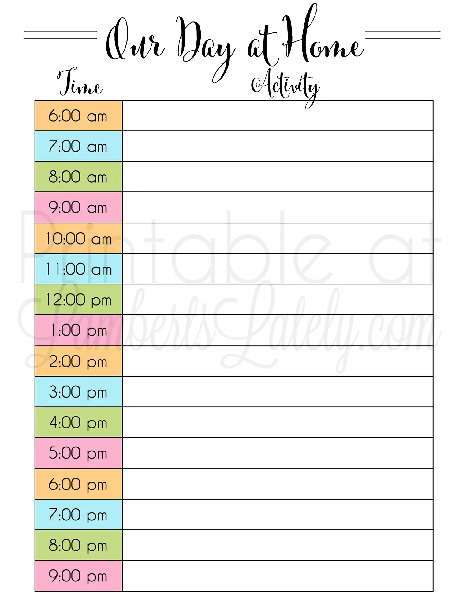 at home schedule printable.