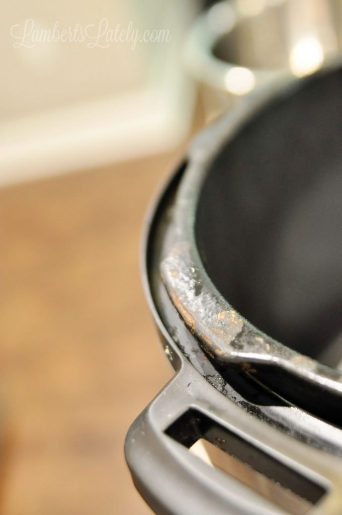 a dirty edge of an instant pot.