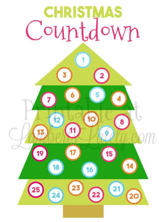 christmas countdown tree printable.