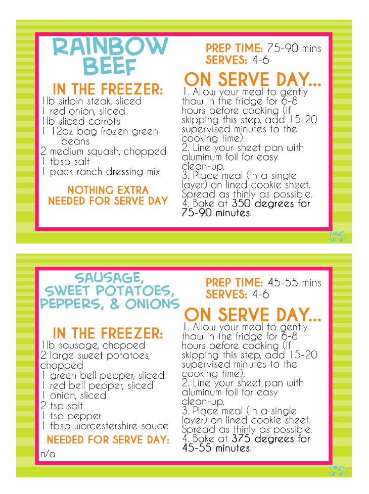 screenshot of printable recipe cards.