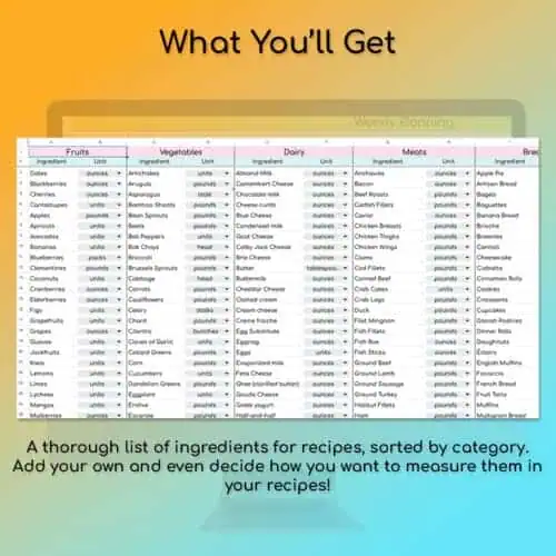 Meal Planning Spreadsheets - Google Sheets Template - Image 6