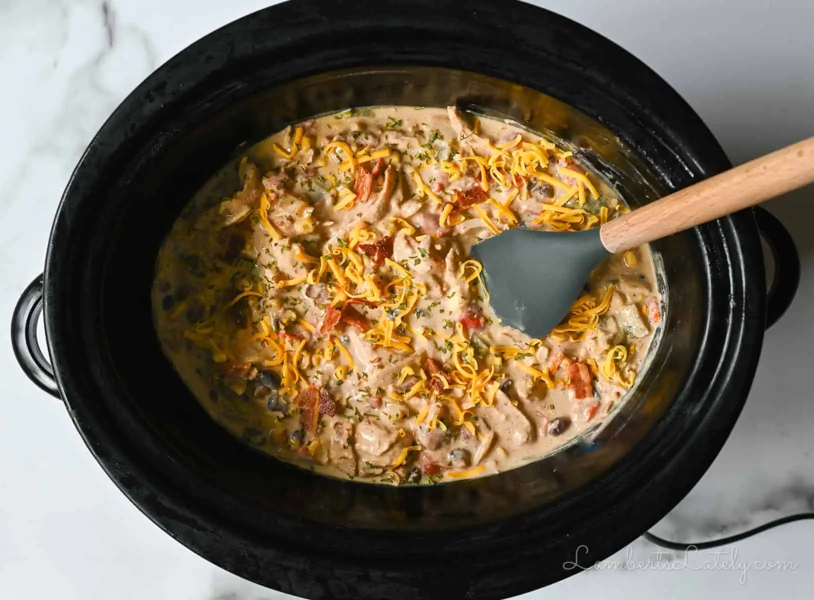 crack chicken chili in a slow cooker.