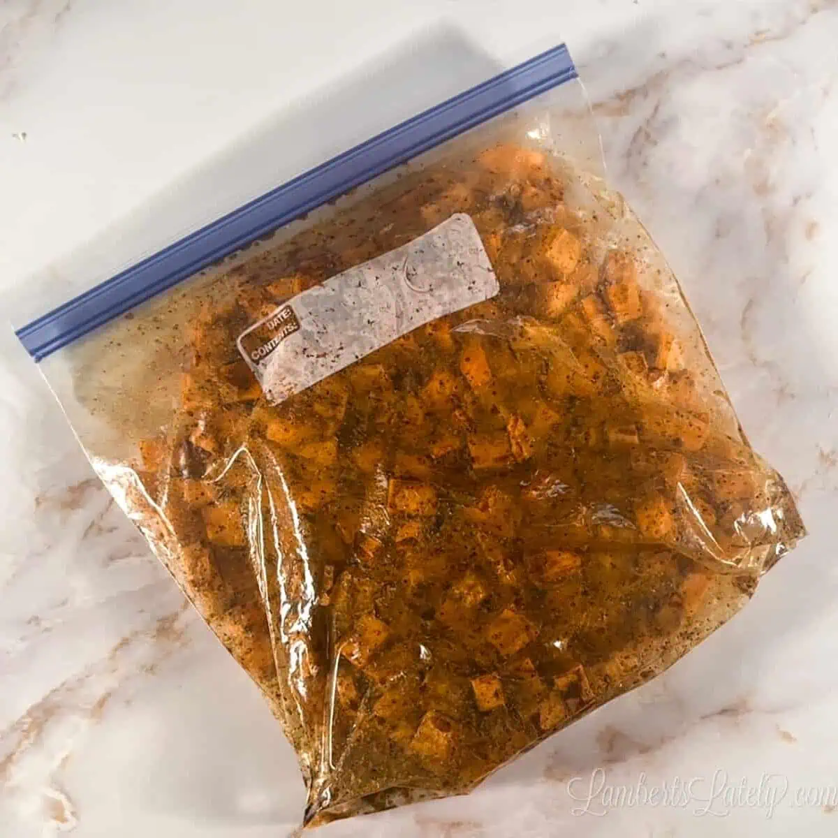 added sweet potato cubes to the bag of seasonings.
