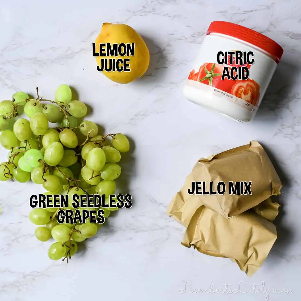 ingredients for sour patch grapes.