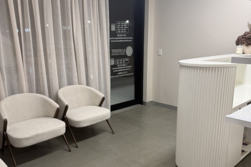 Osteopath reception area.