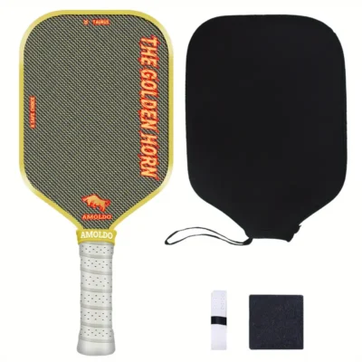 amoldo titanium t800 carbon fiber yellow pickleball paddle