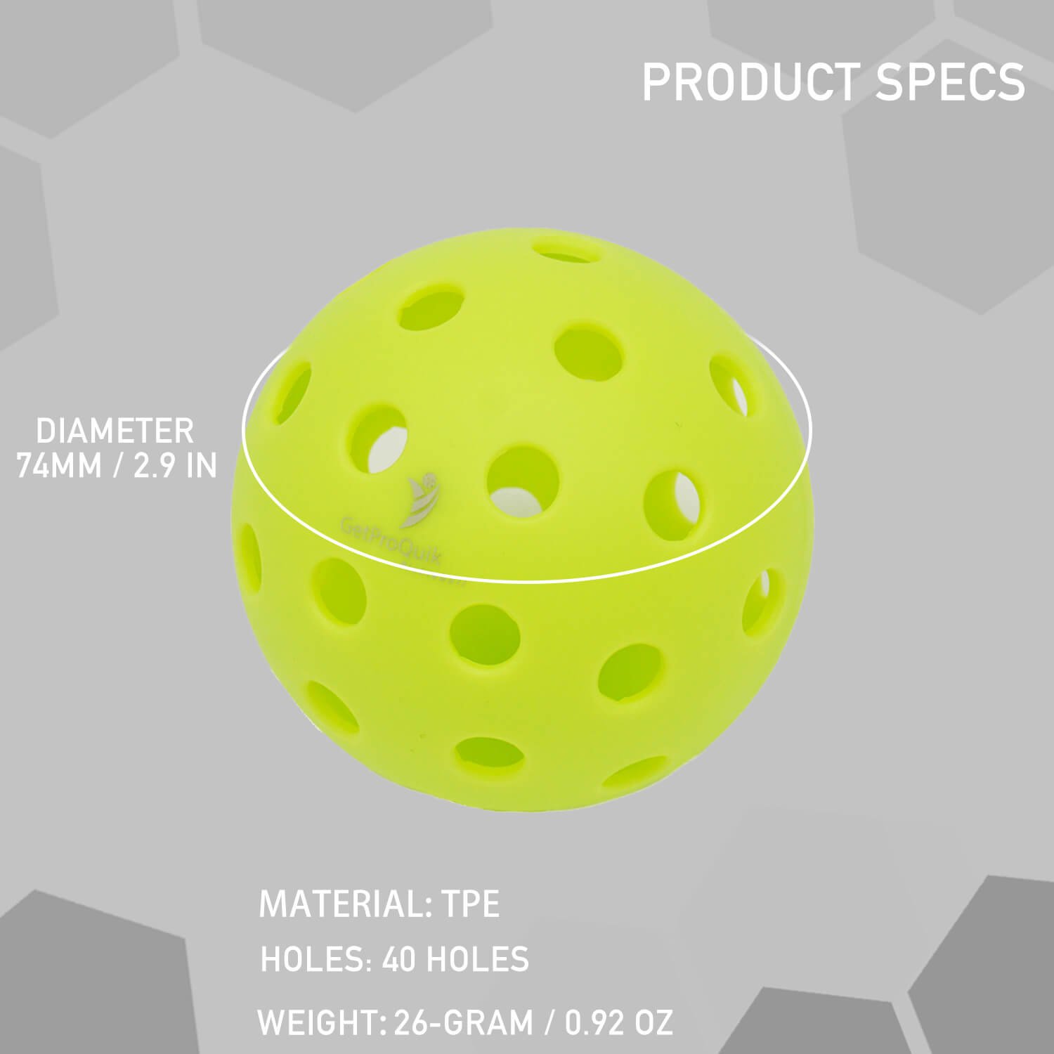 GetProQuik Outdoor Pickleball Balls - 40 Holes-specs