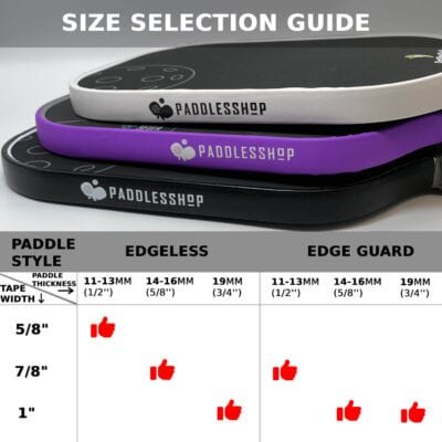 Paddlesshop Premium Edge Tape size guide