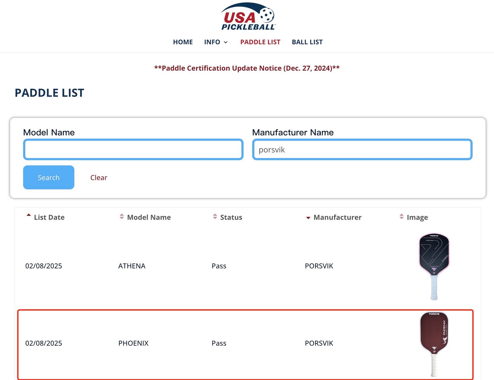 porsvik phoenix pickleball paddle usapa