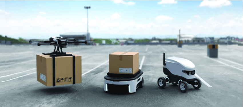 Last-mile-mobile-delivery-robot-outdoors