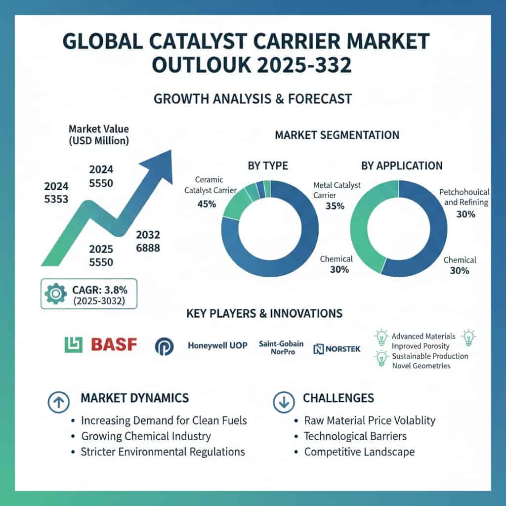 Global Catalyst Carrier Market to Reach USD 6,888 Million by 2032, Growing at a CAGR of 3.8%
