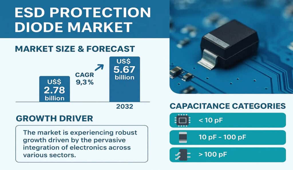 Global ESD Protection Diode Market Forecast: 9.3% CAGR to Hit USD 5.67 Billion by 2032