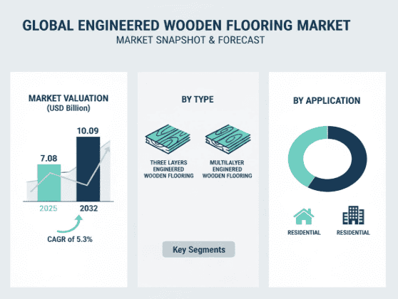 Global Engineered Wooden Flooring Market Forecast: USD 10.09 Billion by 2032 with 5.3% CAGR