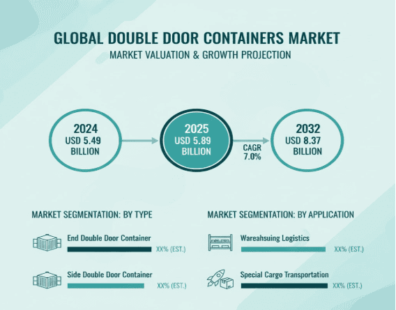 Global Double Door Containers Market Growth (CAGR 7.0%) to Reach USD 8.37 Billion by 2032.