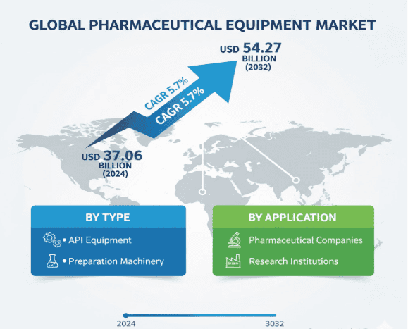 Global Pharmaceutical Equipment Market to Reach USD 54.27 Billion by 2032, Growing at a CAGR of 5.7%
