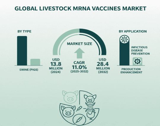 Livestock mRNA Vaccines Market Size, Share & Forecast (2025–2032) – Growing at 11.0% CAGR to Reach USD 28.4 Million by 2032