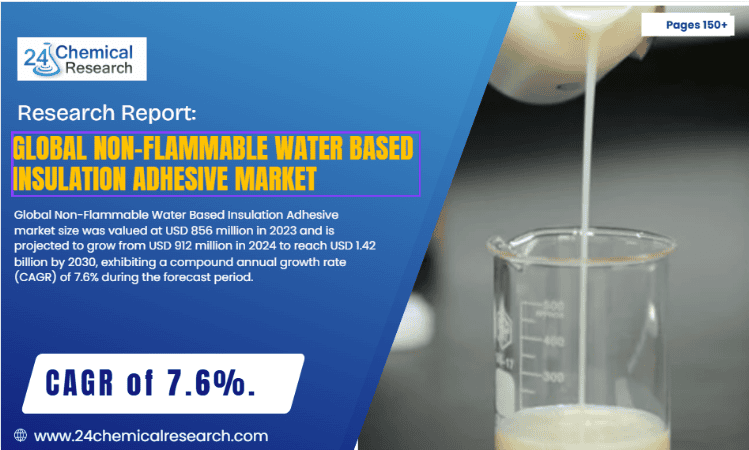 Global Non-Flammable Water Based Insulation Adhesive Market to Reach USD 1.42 Billion by 2030, Exhibiting a CAGR of 7.6% During the Forecast Period