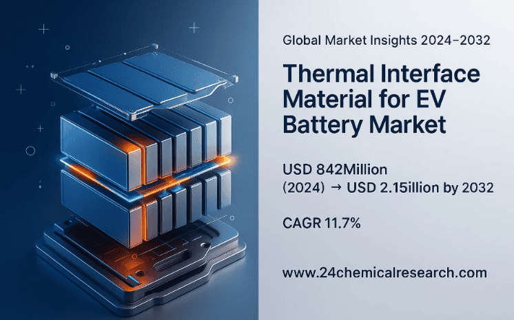 Global Thermal Interface Material for EV Battery Market to Reach USD 2.15 Billion by 2032, Exhibiting a CAGR of 11.7%