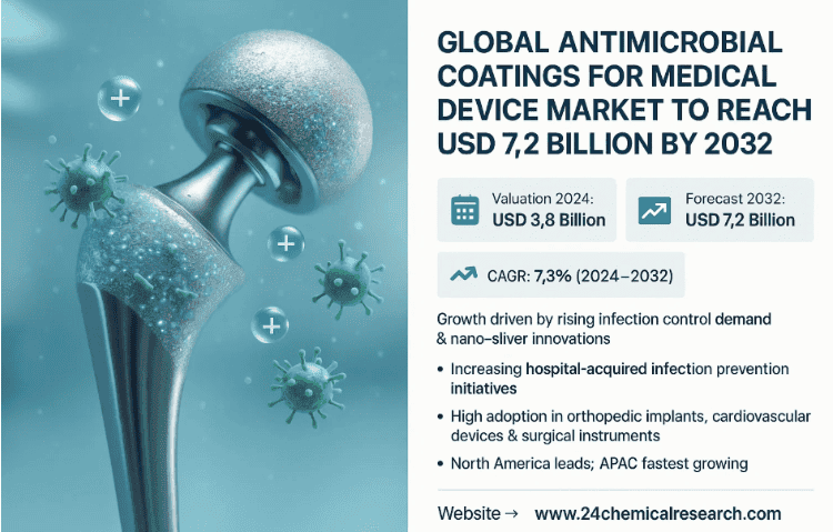 Global Antimicrobial Coatings for Medical Device Market to Reach USD 7.2 Billion by 2032, Exhibiting a CAGR of 7.3%