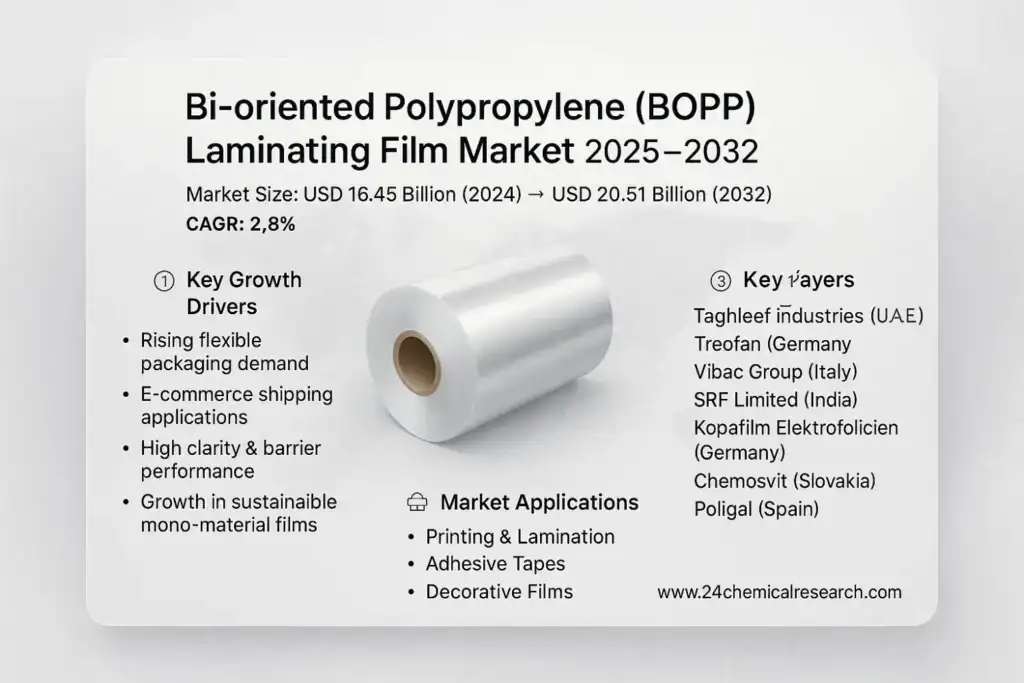 Global Bi-oriented Polypropylene (BOPP) Laminating Film Market to Reach USD 20.51 Billion by 2032, Exhibiting a CAGR of 2.8% During the Forecast Period