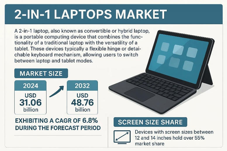 Top Trends and Key Players Driving the 2-In-1 Laptops Market to USD 48.76 Billion by 2032