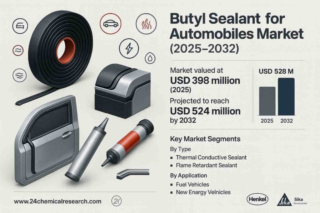 Butyl Sealant for Automobiles Market to Reach USD 524 Million by 2032, Driven by EV Adoption and Lightweighting Trends