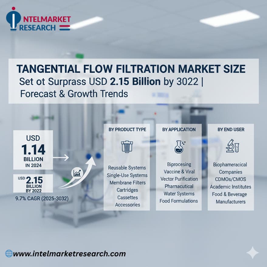 Tangential Flow Filtration Market Size Set to Surpass USD 2.15 Billion by 2032 | Forecast & Growth Trends