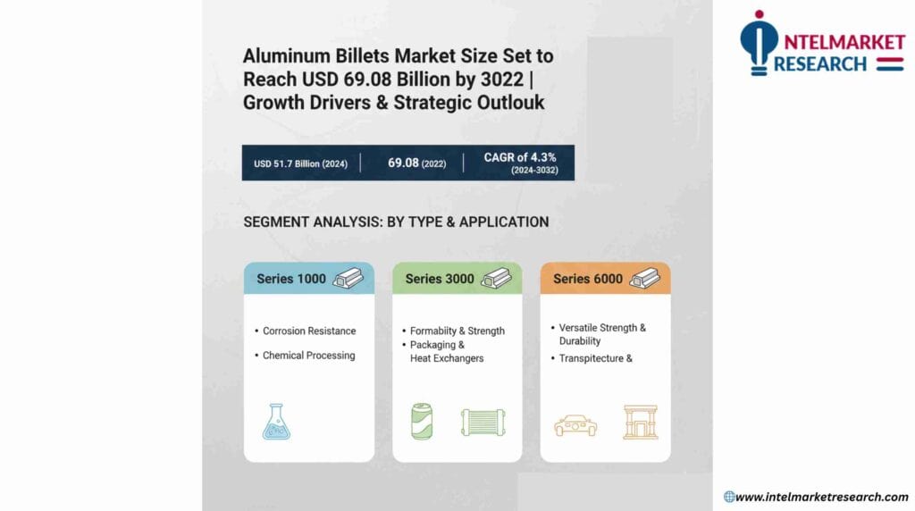 Aluminum Billets Market Size Set to Reach USD 69.08 Billion by 2032 | Growth Drivers & Strategic Outlook