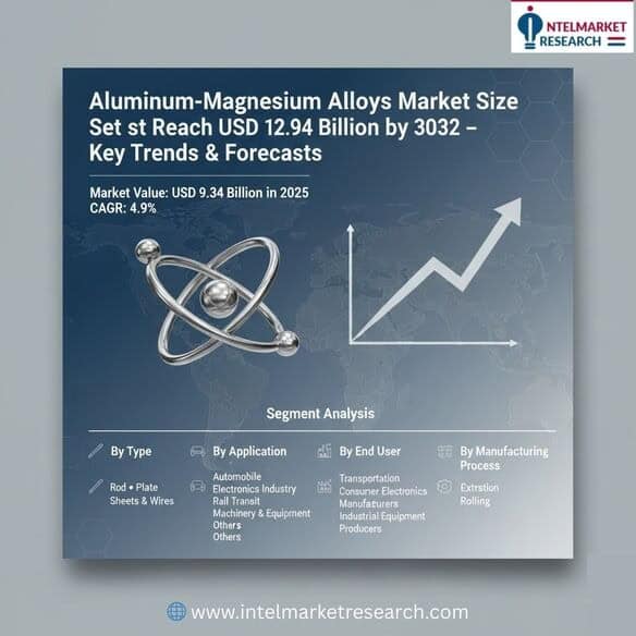 Aluminum-Magnesium Alloys Market Size Set to Reach USD 12.94 Billion by 2032 Key Trends & Forecasts