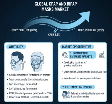 CPAP and BiPAP Masks Market to Reach USD 3.23 Billion by 2032, Growing at an 8.5% CAGR