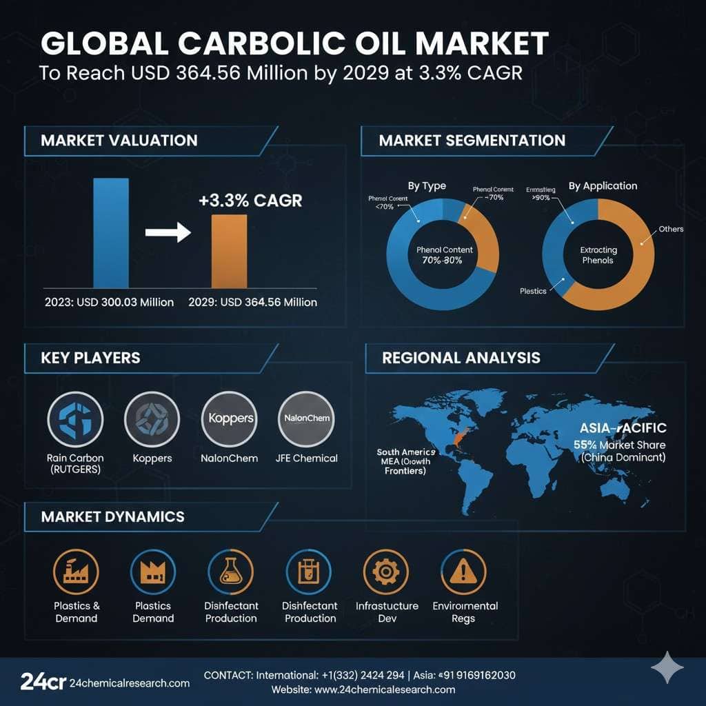 Global Carbolic Oil Market to Reach USD 364.56 Million by 2029 at 3.3% CAGR