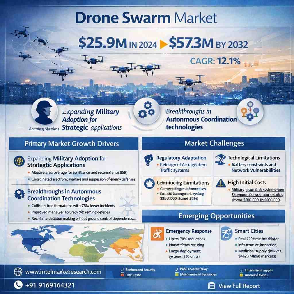 global drone swarm market |CAGR of 12.1%