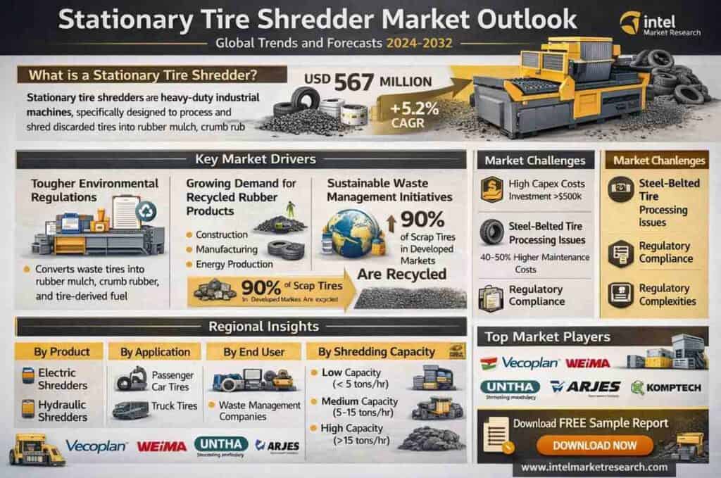 global Stationary Tire Shredder Market |CAGR of 5.2%