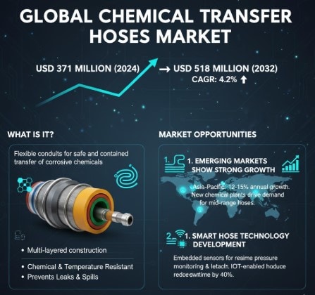 Chemical Transfer Hoses Market to Reach USD 518 Million by 2032, Growing at a 4.2% CAGR