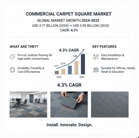 Commercial Carpet Square Market to Reach USD 5.09 Billion by 2032, Growing at 4.3% CAGR