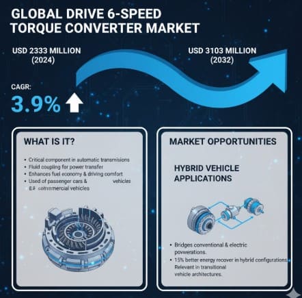 Drive 6-Speed Torque Converter Market to Reach USD 3.10 Billion by 2032, Growing at a 3.9% CAGR