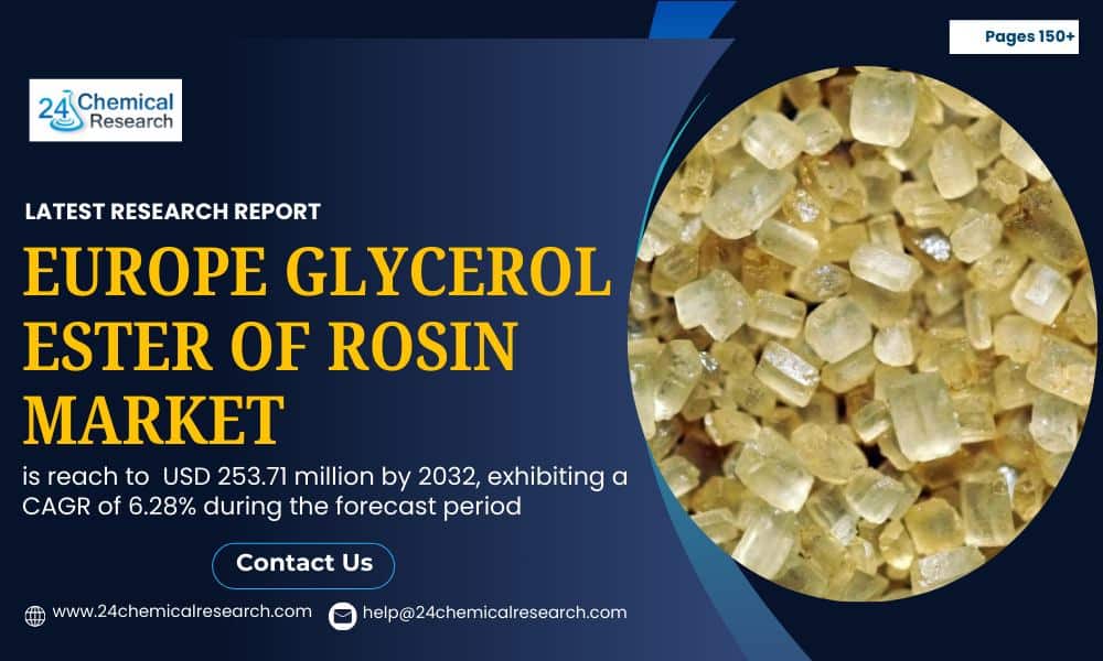 Europe Glycerol Ester of Rosin Market to Hit USD 253.71 Million by 2032 | 6.28% CAGR Driven by Adhesives & Sustainable Packaging Demand