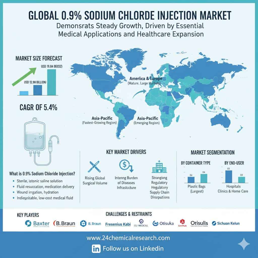 Global 0.9% Sodium Chloride Injection Market Demonstrates Steady Growth, Driven by Essential Medical Applications and Healthcare Expansion