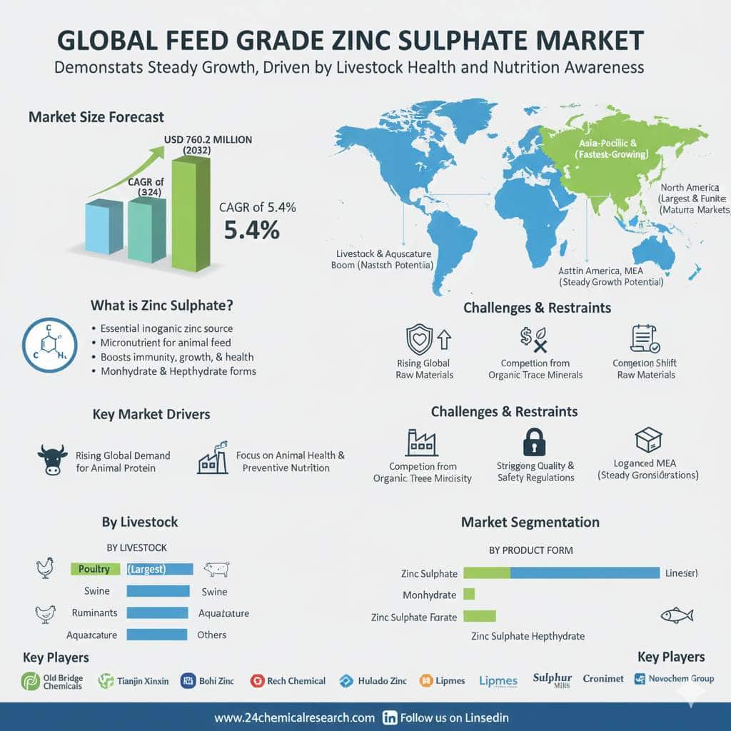 Global Feed Grade Zinc Sulphate Market Demonstrates Steady Growth, Driven by Livestock Health and Nutrition Awareness