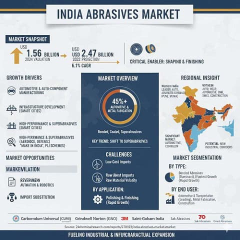 Transformative Growth Unleashed: India Abrasives from USD 1.65 Billion Explodes to USD 2.47 Billion by 2032 (6.1% CAGR)