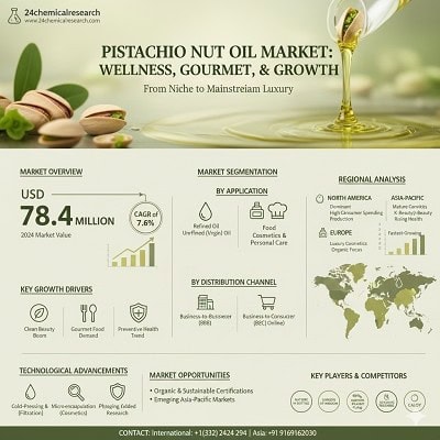 Global Pistachio Nut Oil Market to Reach USD 152.3 Million by 2032: Rising Demand in Cosmetics and Gourmet Foods