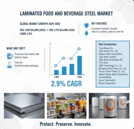 Laminated Food and Beverage Steel Market to Reach USD 1.276 Billion by 2032, Growing at 2.9% CAGR